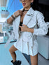Crop faux leather jacket MU03 - beige